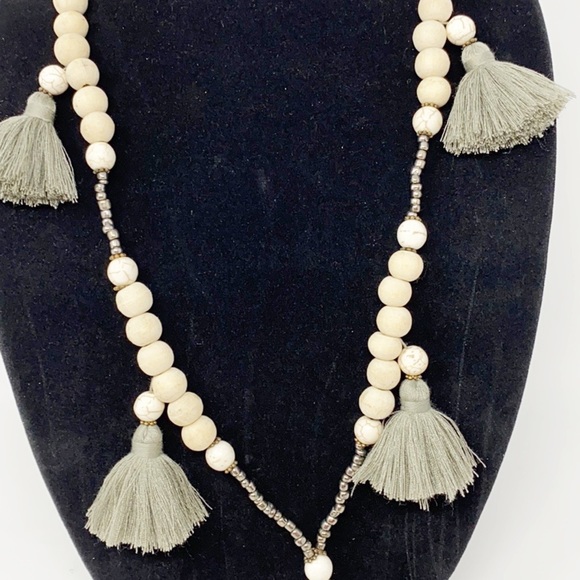 Suzie Blue Beaded and Tassel Necklace - Picture 3 of 6